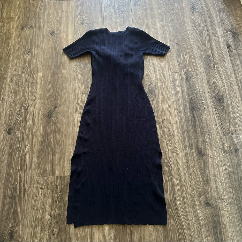 FRAME Navy Twisted Rib Knit Maxi Dress - Picture 6 of 8